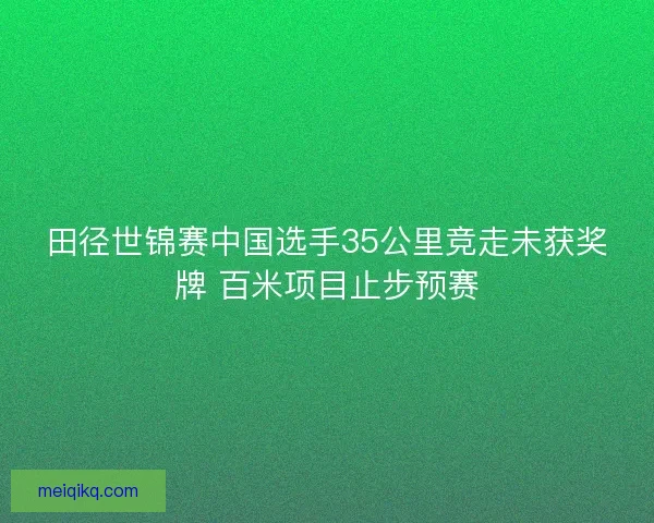 田径世锦赛中国选手35公里竞走未获奖牌 百米项目止步预赛