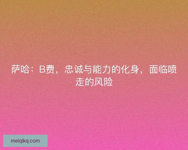 萨哈：B费，忠诚与能力的化身，面临喷走的风险